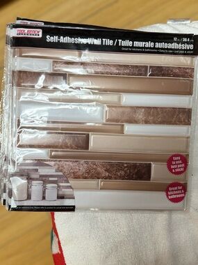 Tool Bench Self-Adhesive Wall Tile - Beige and Brown Mosaic